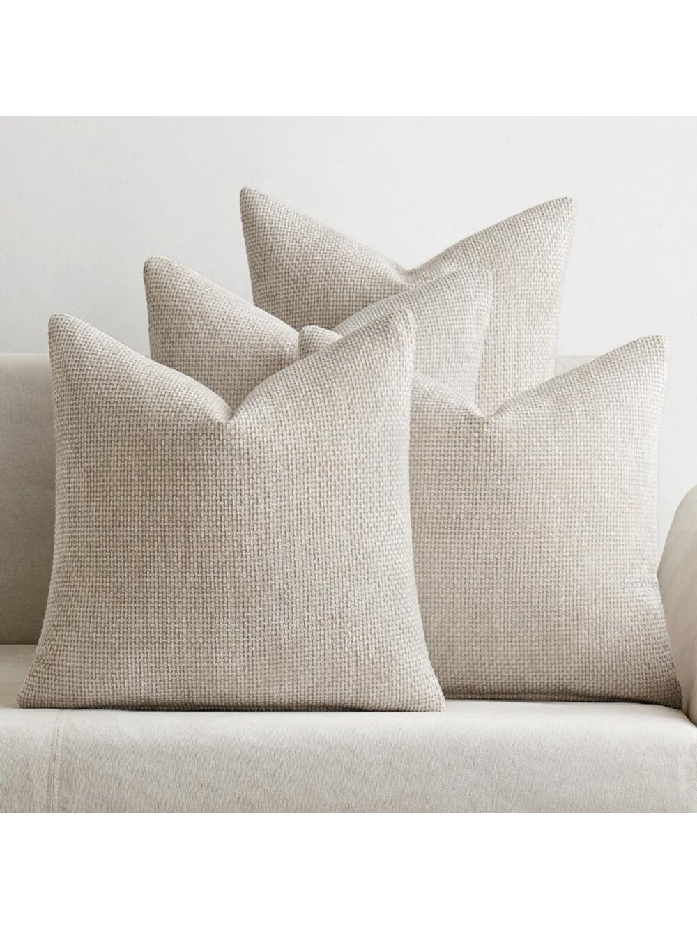 Soft Chenille Euro Pillow Covers - Cream, 22x22, Set of 4, Cozy Home Decor